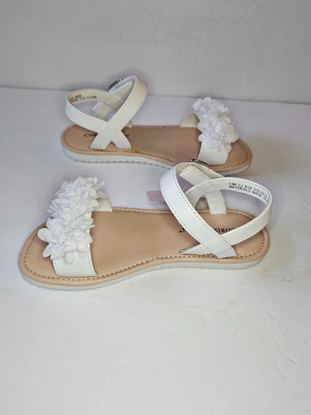 Christie & Jill Girls White Floral Strap Sandals Size 13